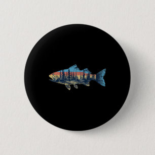 Trout Fly Fishing Nature Outdoor Fisherman Wildlif 6 Cm Round Badge