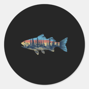 Trout Fly Fishing Nature Outdoor Fisherman Wildlif Classic Round Sticker