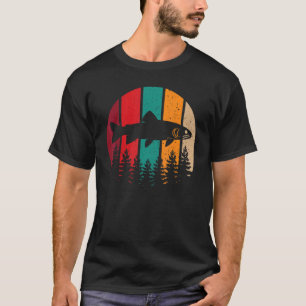 Trout Fly Fishing Nature Outdoor Retro Sunset T-Shirt