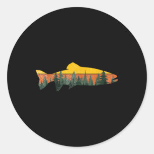 Trout Fly Fishing Outdoor Forest Nature Wildlife F Classic Round Sticker