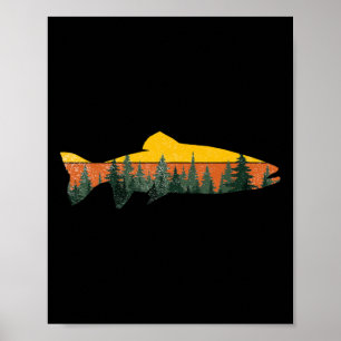 Trout Fly Fishing Outdoor Forest Nature Wildlife F Poster
