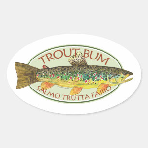 Trout Fly Fishing Oval Sticker