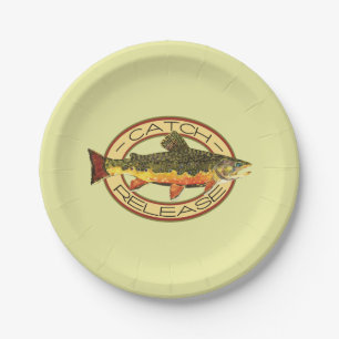 Trout Fly Fishing Party Paper Plate
