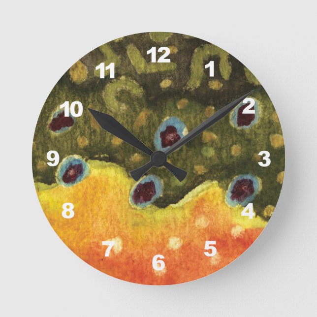 Trout Fly Fishing Round Clock (Front)