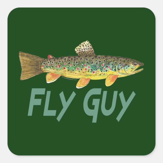 Trout Fly Fishing Square Sticker (Front)
