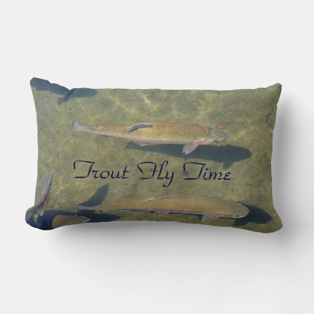 Trout Fly Time lumbar pillows Trout welcome Pillow (Front)