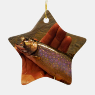 Trout in Hands Ceramic Ornament