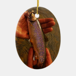 Trout in Hands Ceramic Tree Decoration