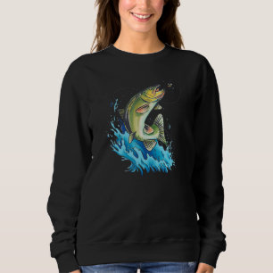 Trout In The Water Takes Bait Fun Fishing Fly Fis Sweatshirt