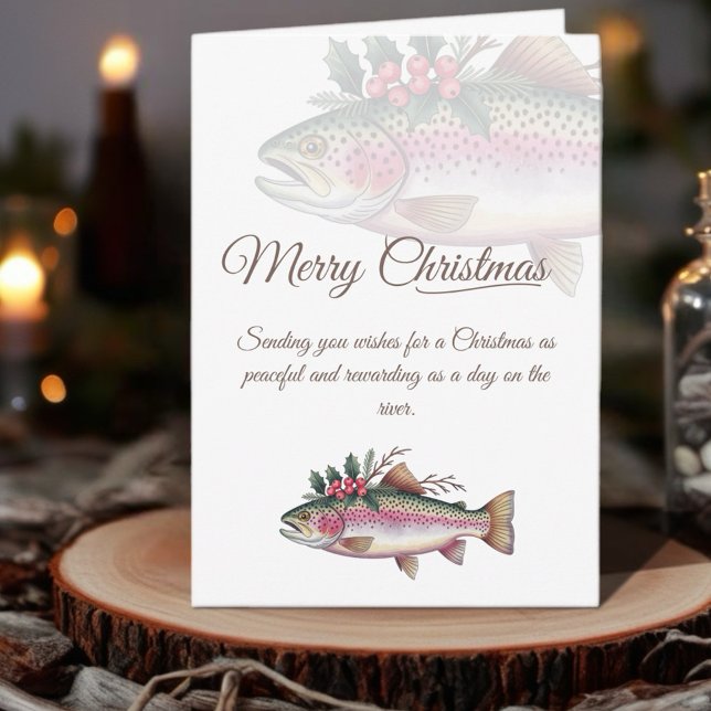 Trout Merry Christmas Invite (Celebrate the holiday season with our Fishing-Themed Christmas Cards collection! )