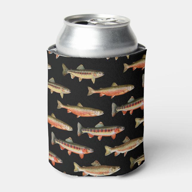 Trout on Black Can Cooler (Can Front)