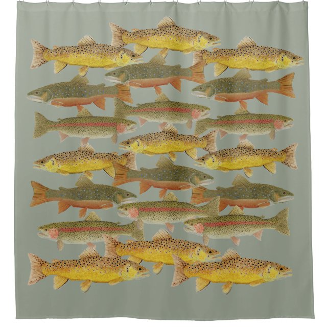 Trout Shower Curtain (Front)