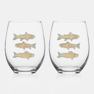 Trout Stemless Wine Glass