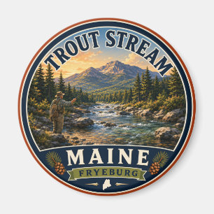 Trout Stream Fryeburg Maine Round Magnet