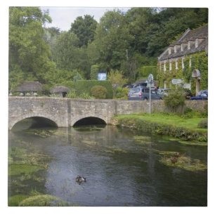 Trout stream in the village of Bibury, Ceramic Tile