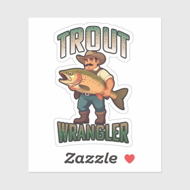 Trout Wrangler cartoon vector illustration  (Sheet)