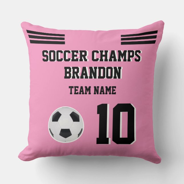 trow pillow soccer pink black personalised sport  (Front)