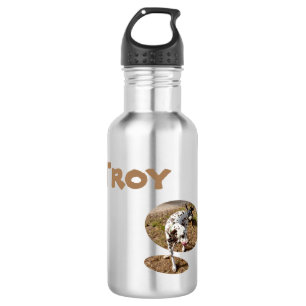 Troy Name With Dalmatian, Water Bottle