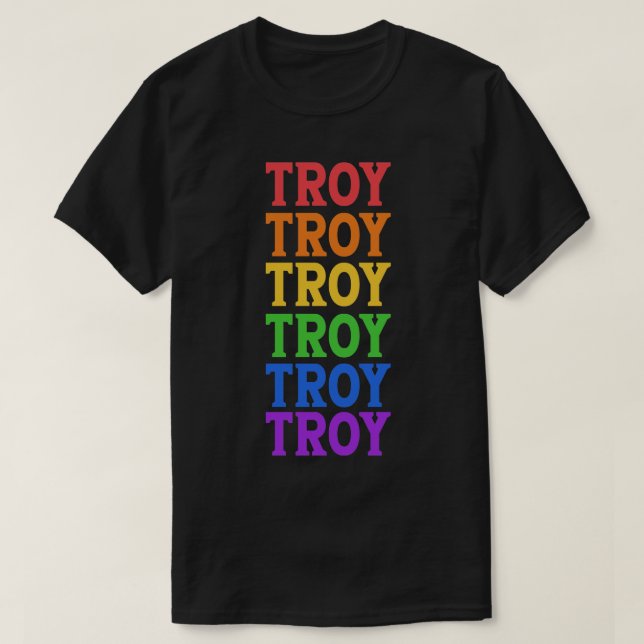 TROY RAINBOW TEXT TShirt (Design Front)