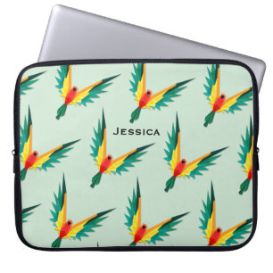 Trrendy Tropical Bird Pattern Blue Personalised Laptop Sleeve