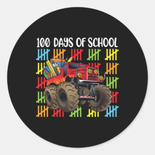 Truck 100th Day Of School Boys Kids  Classic Round Sticker