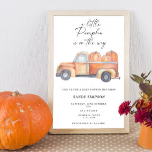 Truck A Little Pumpkin Fall Baby Shower Invitation