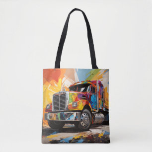 Truck Action Sport Painting Abstract Art Decor Tote Bag