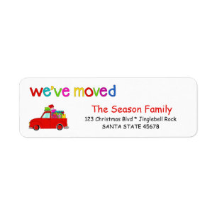 Truck and gifts Christmas label We've Moved Return Address Label