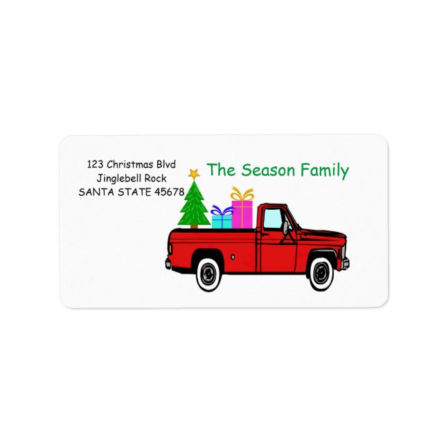 Truck and tree Christmas label (Front)
