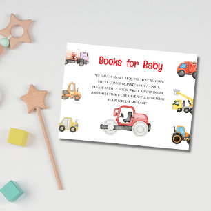 Truck baby under construction baby shower Book Enclosure Card