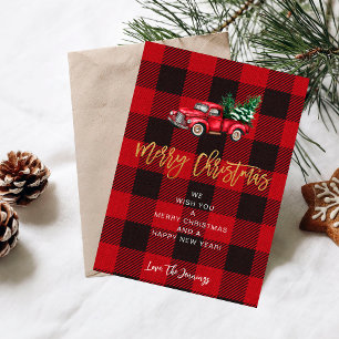 Truck & Buffalo Check Merry Christmas