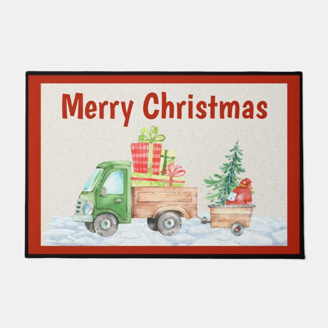 Truck Christmas Door Mat (Front)