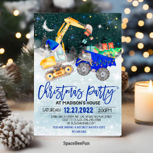 Truck Christmas Party Excavator invitation 