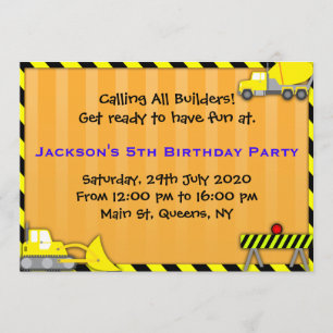 Truck Construction Birthday Invitation