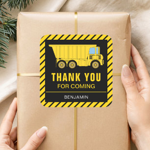 Truck Construction Birthday Party Favour Sticker
