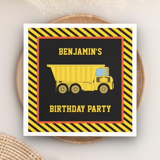 Truck Construction Birthday Party Paper Napkin (Creator Uploaded)