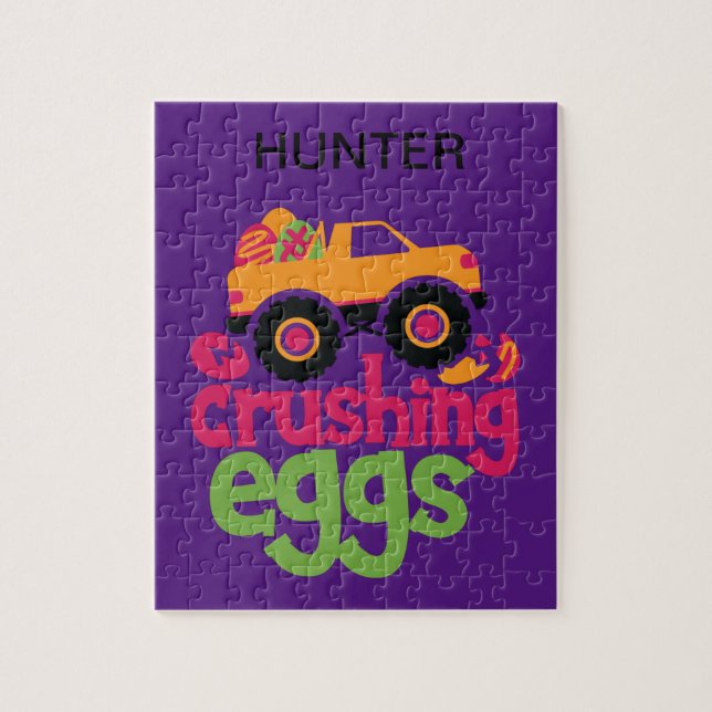 "TRUCK CRUSHING EGGS" PUZZLE PERSONALIZED. (Vertical)
