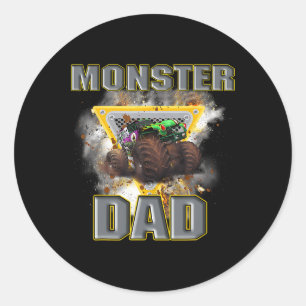 Truck Dad Fathers Day Monster Truck Are My Jam 1  Classic Round Sticker