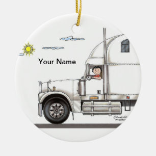 Truck Driver, 18 Wheeler - Female Ceramic Tree Decoration