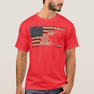 Truck Driver American Flag Gift Patriotic Trucker T-Shirt