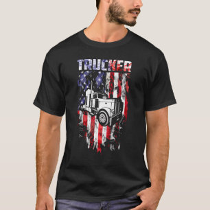 Truck Driver American Flag T-Shirt