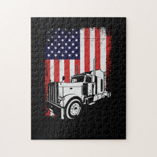 Truck Driver American Flag Trucker Gift Jigsaw Puzzle