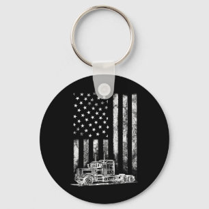 Truck Driver American Flag Trucker Vintage Men Wom Key Ring