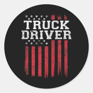 Truck Driver American Flag Usa Patriot Patriotic U Classic Round Sticker