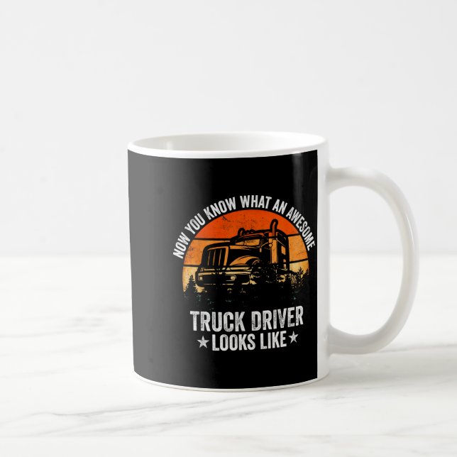 Truck Driver Art For Men Women Truck Driver Trucki Coffee Mug (Right)