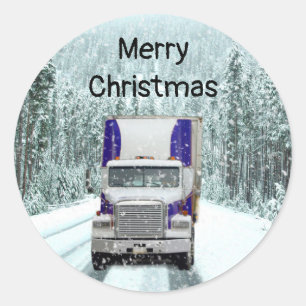 Truck Driver Christmas Classic Round Sticker