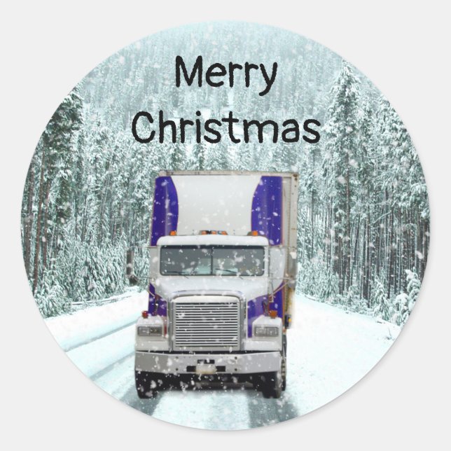 Truck Driver Christmas Classic Round Sticker (Front)
