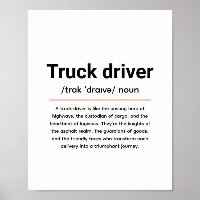 Truck Driver Definition for Truck Driver Day Poster (Front)
