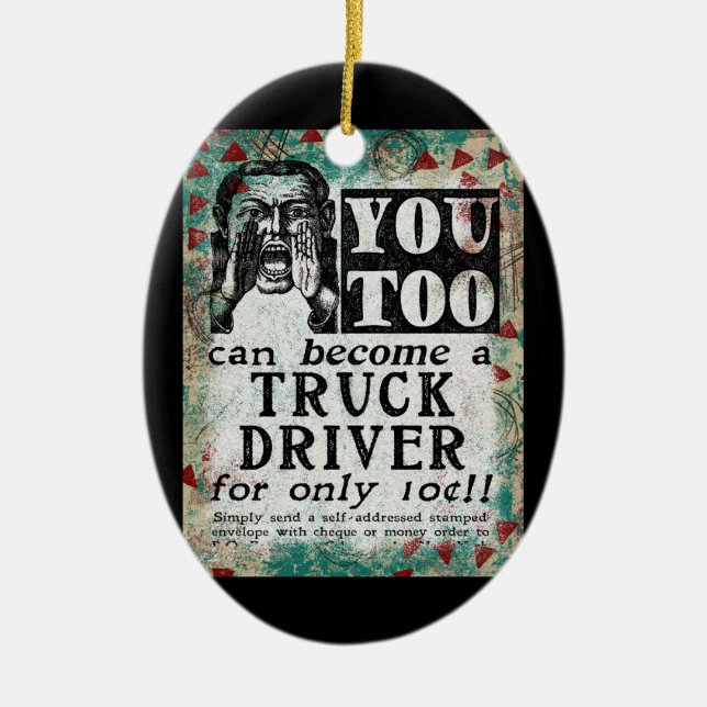 Truck Driver - Funny Vintage Retro Ceramic Ornament (Front)