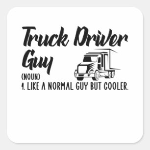 truck driver guy square sticker